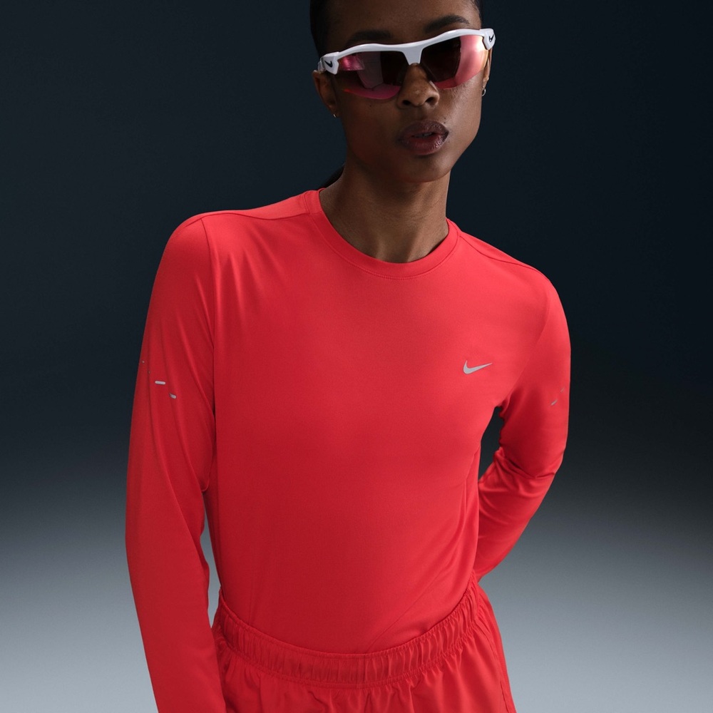 Nike Red Orange Long-Sleeve Athletic Top